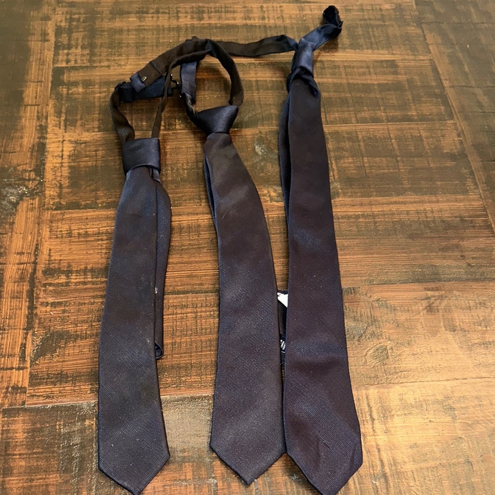 Set of 3 Lands’ End Boys Uniform Ties Navy Adjustable School